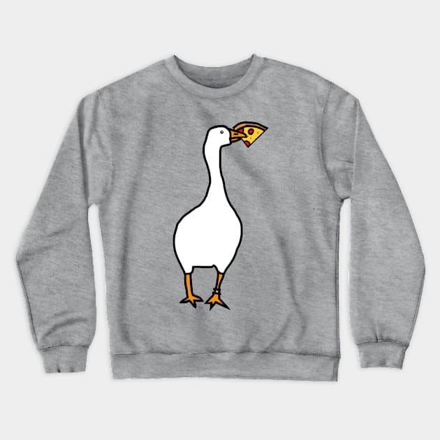 White Goose Steals Pizza Crewneck Sweatshirt by ellenhenryart